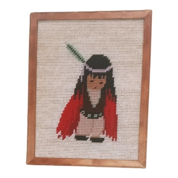 Native American Indian Picture on Wood‎ Background - Picture 2 of 6